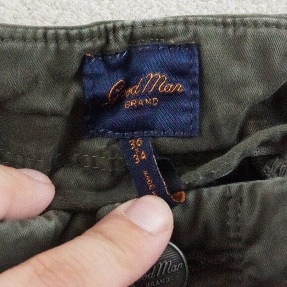 Good Man Brand Chino Pants Mens 36x34 Green Flat Front - Picture 5 of 12